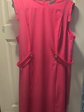 New York & Company Hot Pink Sleeveless Shift Dress with Decorative Tabs
